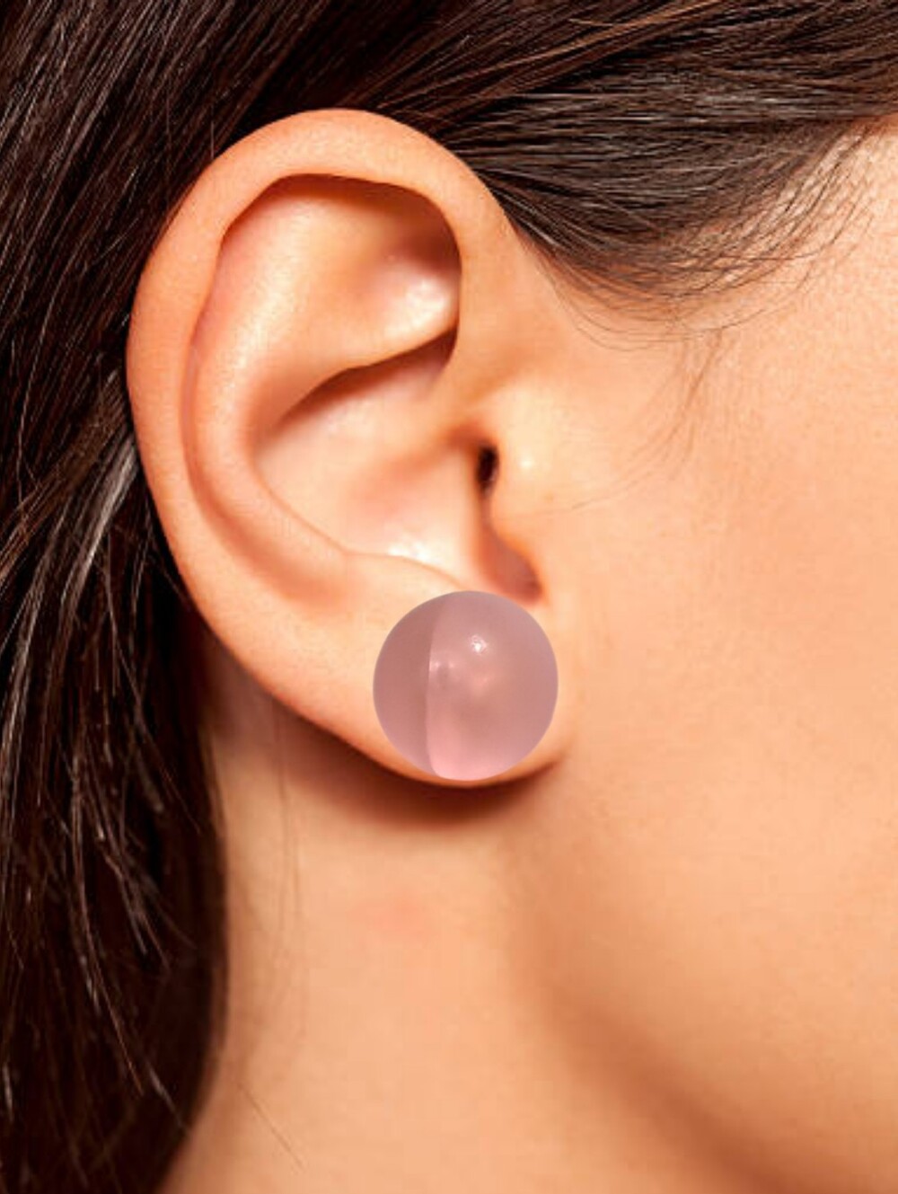 🙋 10/$20. Translucent, Round Half Dome Round Pink Earrings w/ Post. 0.5" NWOT